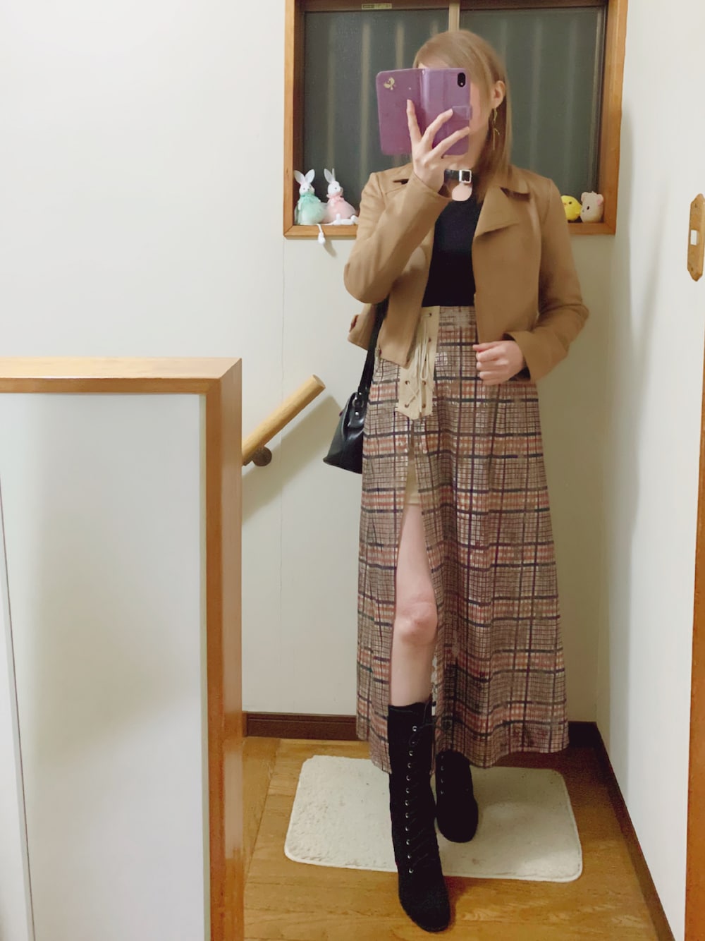 mami太郎さんの「レースアップブーツ👢脱ぐ時、紐を緩めたりがちょっと面倒😕（SHEIN）」を使ったコーディネートの1枚目の写真
