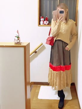 「アイテム（ブーツ）」を使った、mami太郎さん（レディース・162cm）の秋コーディネート