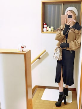 「アイテム（ハンチング/ベレー帽）」を使った、mami太郎さん（レディース・162cm）の秋コーディネート
