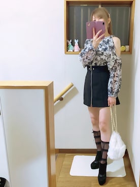 「アイテム（ピアス（両耳用）、ホワイト系）」を使った、mami太郎さん（レディース・162cm）の秋コーディネート
