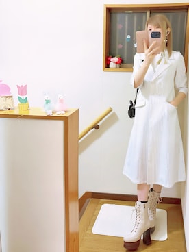 「アイテム（セットアップ）」を使った、mami太郎さん（レディース・162cm）の春コーディネート