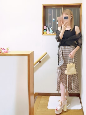 「シアーシャツ」｜mami太郎さん（レディース・162cm）の夏コーディネート