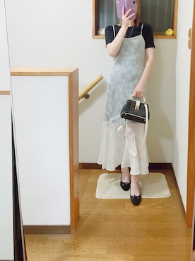 「ブラック×ホワイト」｜「アイテム（ワンピース/ドレス）」を使った、mami太郎さん（レディース・162cm）の夏コーディネート