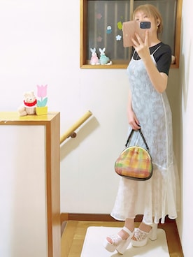 「LILY BROWN（リリーブラウン）のチューリップキャミワンピースセット🌷🌷（ワンピース、ホワイト系）」を使った、mami太郎さん（レディース・162cm）の夏コーディネート