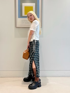 「Ray BEAMS（レイビームス）のサイド ドロスト ポロシャツ（ポロシャツ、ホワイト系）」を使った、haruさん（レディース・152cm）の春コーディネート