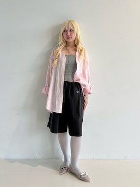 「Champion（チャンピオン）の【別注】Champion / ショーツ（スウェットパンツ、ブラック系）」を使った、haruさん（レディース・152cm）の春コーディネート