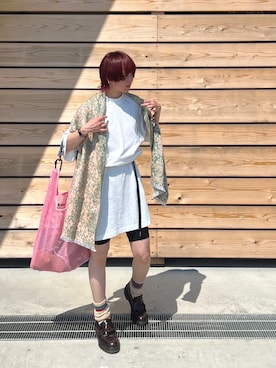 「TOGA PULLA（トーガ　プルラ）のアイテム（ブレスレット）」を使った、おかまきさん（レディース・154cm）の夏コーディネート