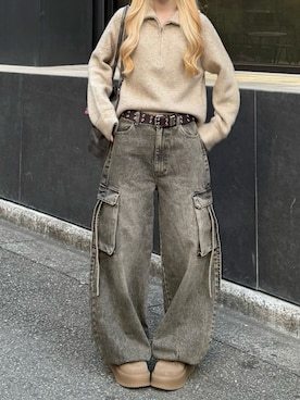 「アイテム（ボストンバッグ）」を使った、０１７さん（レディース・159cm）の冬コーディネート