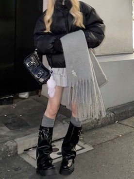 「アイテム（マフラー）」を使った、０１７さん（レディース・159cm）の秋コーディネート