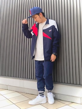 「Reebok（リーボック）のアイテム（ナイロンジャケット）」を使った、yamachanさん（メンズ・165cm）の秋コーディネート