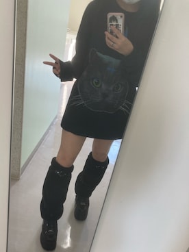 「アイテム（レッグウォーマー、ブラック系）」を使った、あぴさん（レディース・156cm）の秋コーディネート