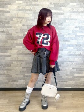 スウェット(レッド系)を使った「ミニスカート」の人気 スウェット(レッド系)を使った「ミニスカート」の人気
