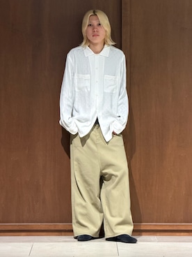 「Needles（ニードルス）のアイテム（シャツ/ブラウス、ホワイト系）」を使った、あいるたかおさん（メンズ・172cm）の春コーディネート