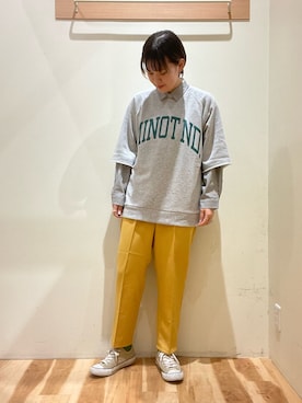 「Samansa Mos2 blue」｜「アイテム（スウェット）」を使った、ナツミさん（レディース・163cm）の秋コーディネート