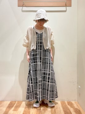 「Samansa Mos2 blue（サマンサモスモスブルー）のアイテム（帽子）」を使った、ナツミさん（レディース・163cm）の春コーディネート