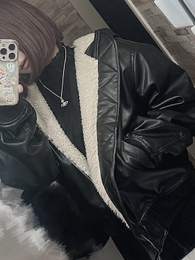 「MOUSSY（マウジー）のアイテム（ジャケット/アウター）」を使った、おりおんさん（レディース・163cm）の冬コーディネート