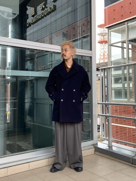 「アイテム（ピーコート）」を使った、HAYATEさん（メンズ・173cm）の秋コーディネート