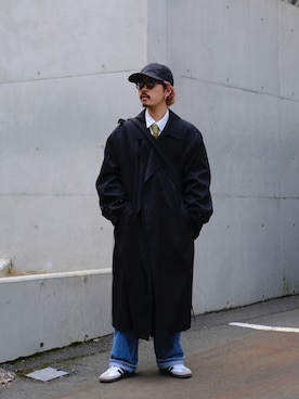 「ESSAY（エッセイ）のアイテム（帽子）」を使った、キーパーさん（メンズ・173cm）の春コーディネート