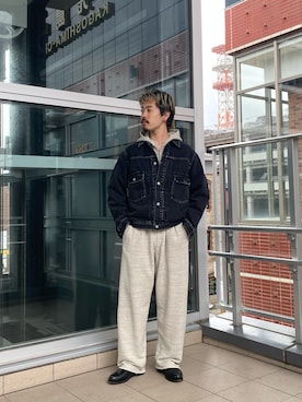「アイテム（デニムジャケット）」を使った、キーパーさん（メンズ・173cm）の秋コーディネート