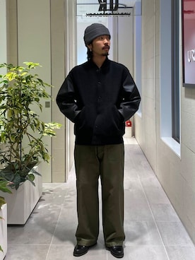 「アイテム（スタジャン）」を使った、キーパーさん（メンズ・173cm）の秋コーディネート
