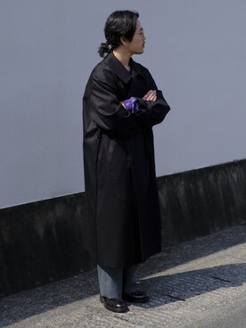 「パープル×黒」｜「アイテム（ジャケット/アウター）」を使った、キーパーさん（メンズ・173cm）の春コーディネート