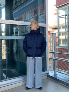 「季節の変わり目羽織コーデ」｜「アイテム（ダウンジャケット/コート）」を使った、HAYATEさん（メンズ・173cm）の秋コーディネート