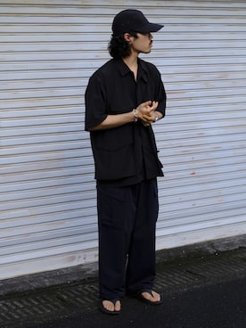 「ESSAY（エッセイ）のアイテム（帽子）」を使った、キーパーさん（メンズ・173cm）の夏コーディネート