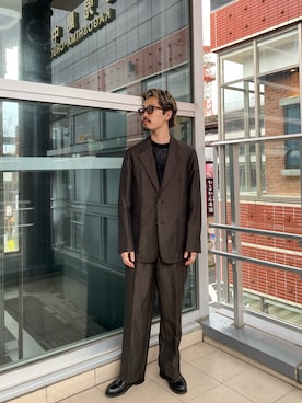 「スラックス」｜「アイテム（その他アウター）」を使った、キーパーさん（メンズ・173cm）の秋コーディネート