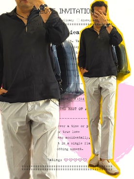 「PT01（ピーティーゼロウーノ）の PT01 / COVA 1プリーツ チノパンツ（チノパンツ、ホワイト系）」を使った、zizitownさん（メンズ・175cm）の秋コーディネート