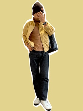 「no brand（ノーブランド）のアイテム（ニットキャップ/ビーニー）」を使った、zizitownさん（メンズ・175cm）の秋コーディネート