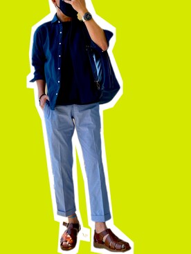 「アイテム（バックパック/リュック、ブルー系）」を使った、zizitownさん（メンズ・175cm）の春コーディネート
