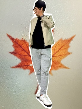 「アイテム（ライダースジャケット）」を使った、zizitownさん（メンズ・175cm）の秋コーディネート