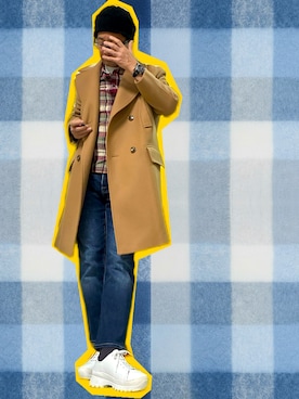 「アイテム（ピーコート）」を使った、zizitownさん（メンズ・175cm）の冬コーディネート