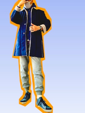 「Gramicci（グラミチ）のアイテム（スウェットパンツ）」を使った、zizitownさん（メンズ・175cm）の冬コーディネート