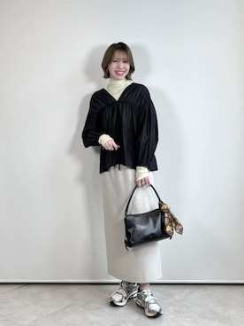 「green label relaxing（グリーンレーベルリラクシング）のアイテム（アクセサリー）」を使った、西村（nishimura）さん（レディース・163cm）の春コーディネート