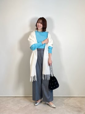 「green label relaxing（グリーンレーベルリラクシング）のアイテム（スラックス）」を使った、西村（nishimura）さん（レディース・163cm）の冬コーディネート