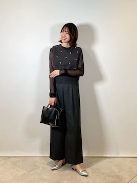 「秋服」｜「アイテム（ベスト、グレー系）」を使った、西村（nishimura）さん（レディース・163cm）の秋コーディネート