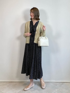 「green label relaxing（グリーンレーベルリラクシング）のクラシック ボックス ガマグチ 2WAYバッグ（ショルダーバッグ）」を使った、西村（nishimura）さん（レディース・163cm）の冬コーディネート