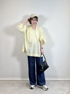 「green label relaxing（グリーンレーベルリラクシング）のアイテム」を使った、西村（nishimura）さん（レディース・163cm）の春コーディネート