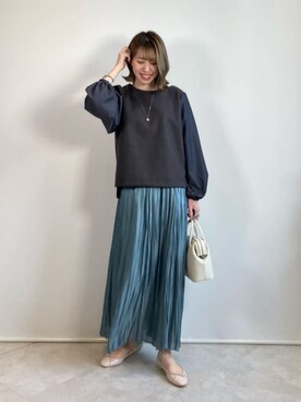 「green label relaxing（グリーンレーベルリラクシング）のクラシック ボックス ガマグチ 2WAYバッグ（ショルダーバッグ）」を使った、西村（nishimura）さん（レディース・163cm）の冬コーディネート