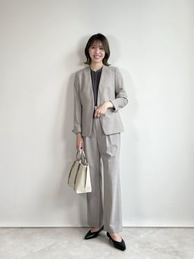 「アイテム（ノーカラージャケット）」を使った、西村（nishimura）さん（レディース・163cm）の秋コーディネート