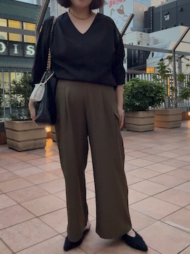 「アイテム（カーゴパンツ）」を使った、OTOさん（レディース・162cm・40代）の冬コーディネート