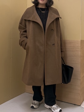 「アイテム（ステンカラーコート）」を使った、OTOさん（レディース・162cm・40代）の冬コーディネート