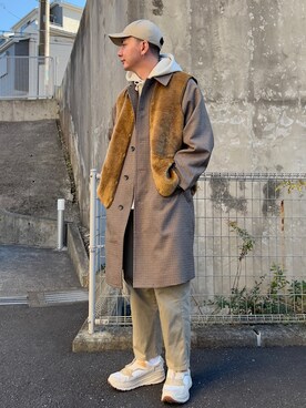 「チェック柄に恋してる」｜「アイテム（チノパンツ）」を使った、YANAGIさん（メンズ・183cm）の冬コーディネート
