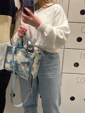 「Maison de FLEUR（メゾンドフルール）のアイテム」を使った、笹原 詩央さん（レディース・155cm）の春コーディネート