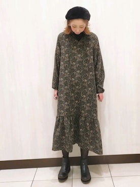 「Te chichi TERRASSE（テチチテラス）のアイテム（ハンチング/ベレー帽）」を使った、YUMIさん（レディース・165cm）の秋コーディネート