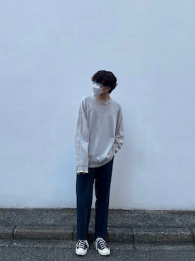 「stein」｜「アイテム（スウェット）」を使った、Ruiさん（メンズ・172cm）の冬コーディネート