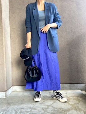 「コンバース ハイカット」｜「アイテム（キャップ）」を使った、たむらヘプバーンさん（レディース・168cm）の夏コーディネート