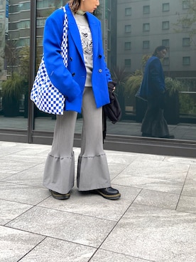 「KENZO」｜「アイテム（トートバッグ）」を使った、たむらヘプバーンさん（レディース・168cm）の冬コーディネート