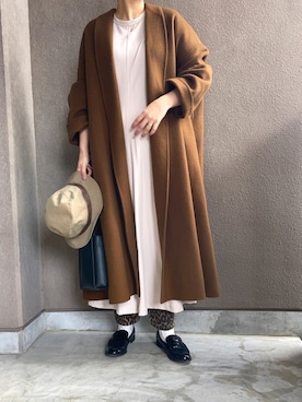 「スウェットワンピース」｜「アイテム（ローファー）」を使った、たむらヘプバーンさん（レディース・168cm）の冬コーディネート